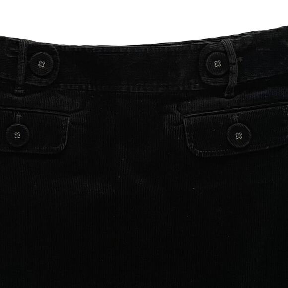 Ann Taylor Black Corduroy A Line Skirt, Front Button Pockets, Preppy, Size 8 - Picture 3 of 9